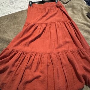 LC Lauren Conrad Tiered Maxi Skirt | Rust Orange | Size XL